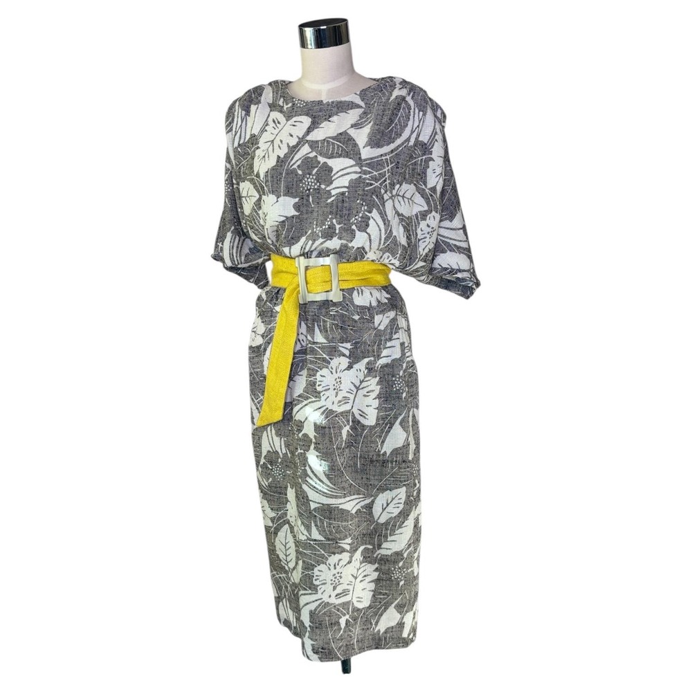 Pizzuto for Phoebe Vintage Kimono Style Tropical Leaf‎ Pattern Dress M